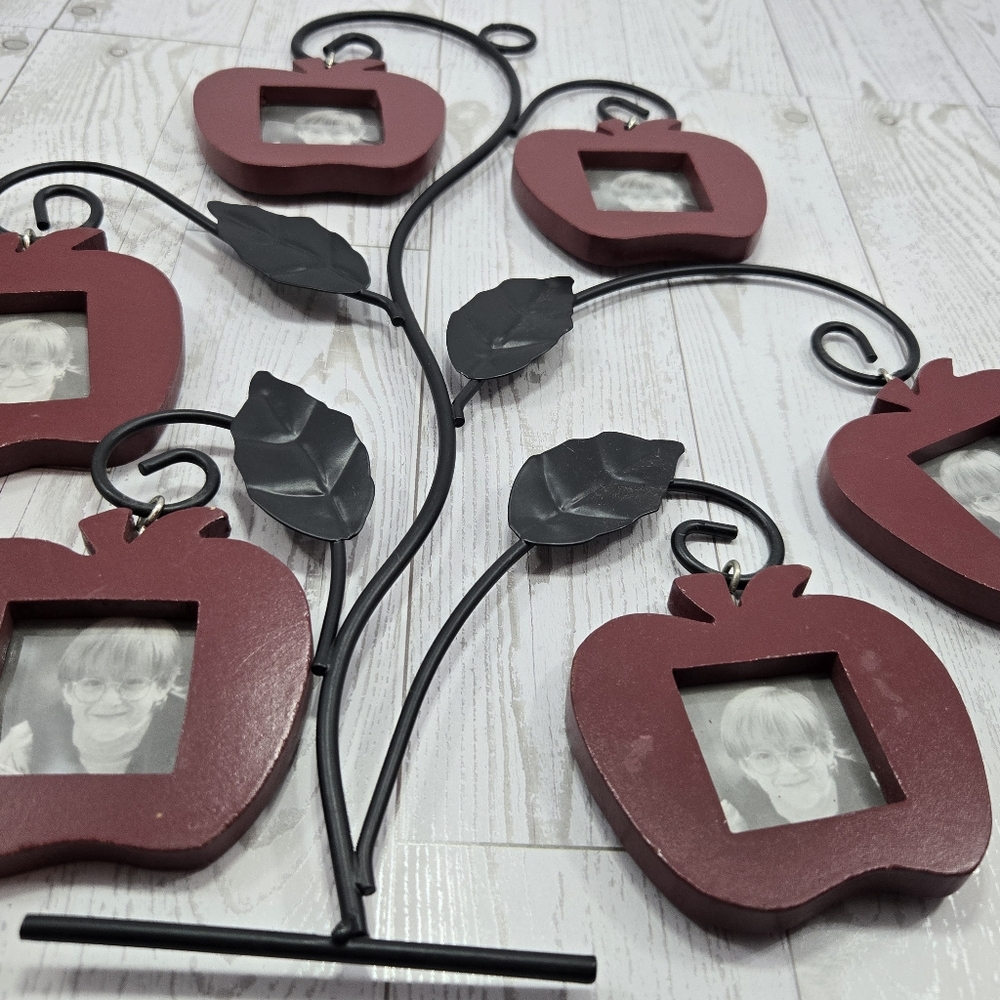 Cottagecore Coutry Style Apple-Shaped Red Photo Family Tree Frame - Picture 3 of 7
